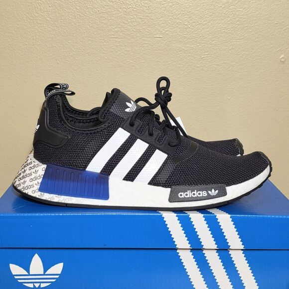 Adidas NMD R1 HP8977 Sneaker Black Royal Blue Logo Print Men\'s Size 8.5 main image 5